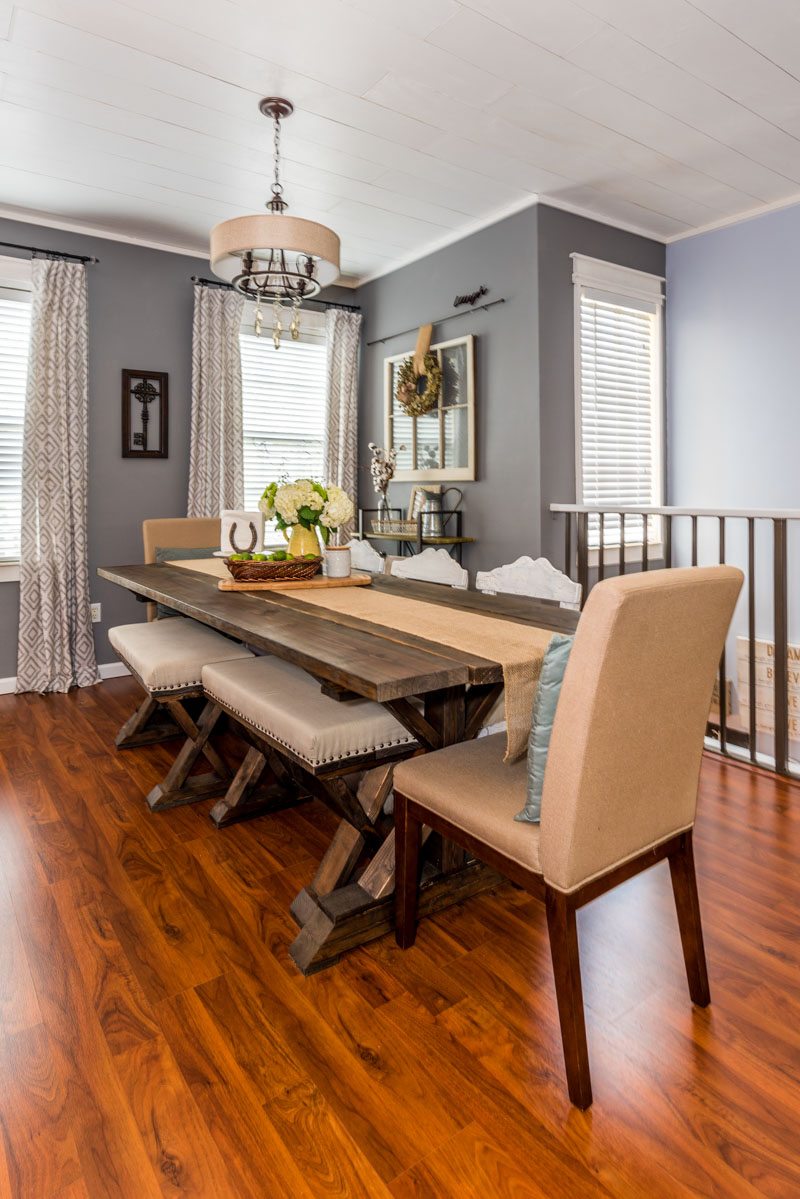 custom dining room table in farmhouse chic las palmas condo st augustine