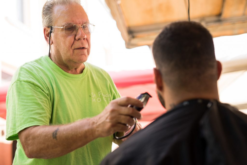 thomas o'sullivan cuts hair at st francis house in st augustine florida