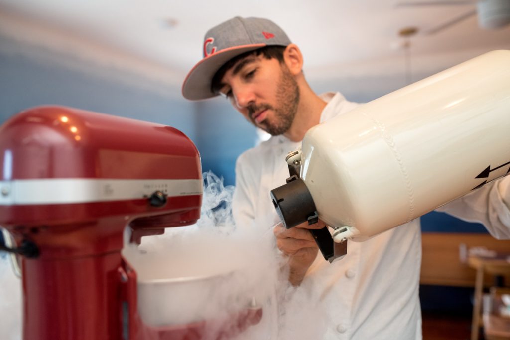chef joshua smith makes ice cream at catch 27 st augustine