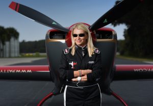 stunt pilot patty wagstaff and her airplane in st augustine