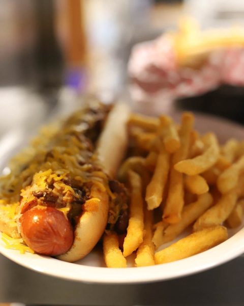 a hot dog at burger buckets in st augustine