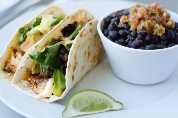 Fish Tacos and beans at Catch 27 in St. Augustine