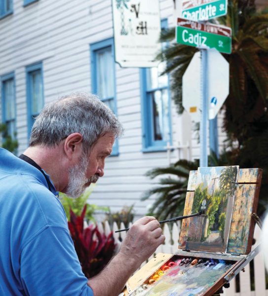 Artist and 2019 exhibit judge Bill Suys paints en plein air